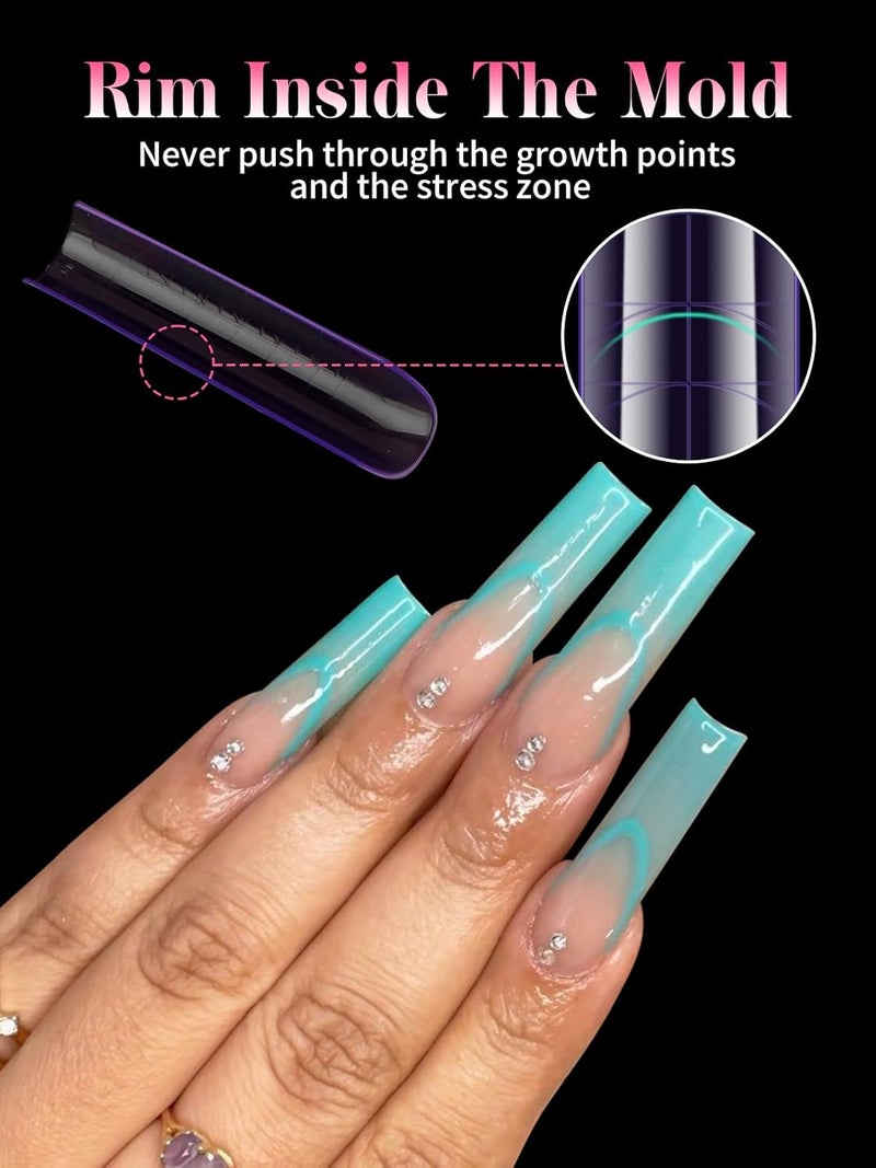 EBANKU Dual Nail Forms for Poly Extension Gel, 120 PCS Purple Square Nail Molds Reusable 12 Sizes Nail Extension Forms for Builder Gel Manicure Design Salon DIY - Image 4